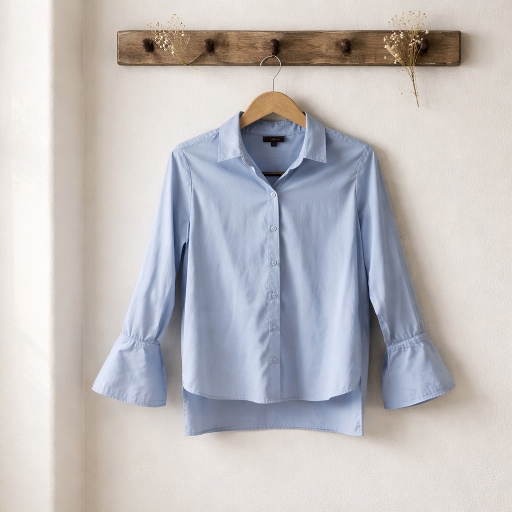 Who What Wear Button Down Trompete Sleeve Shirt
